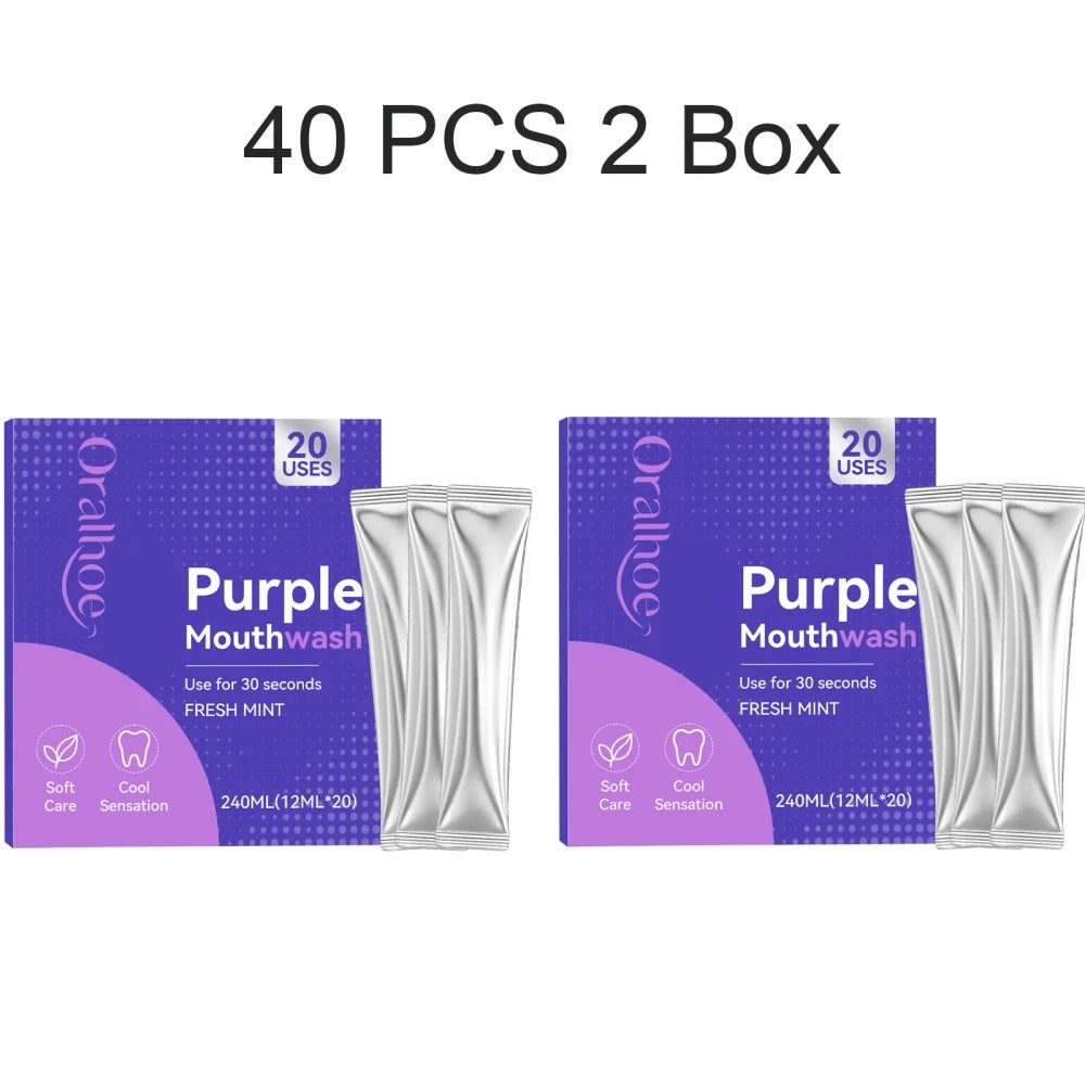 Purple Whitening Strips and Mouthwash Set