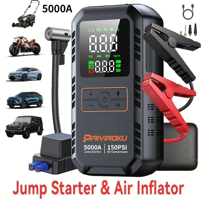 Portable Car Battery Jump Starter with Air Compressor